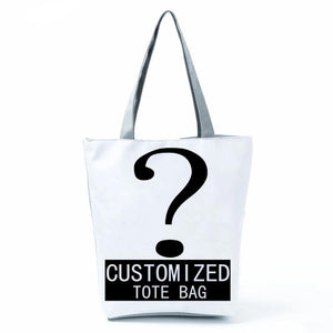 Cat Floral Print Foldable Reusable Shoulder Bag Eco Tote Women Shopping