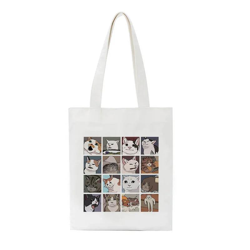 Cat Cartoon Shoulder Bag Harajuku Punk School Fun Hip Hop Canvas