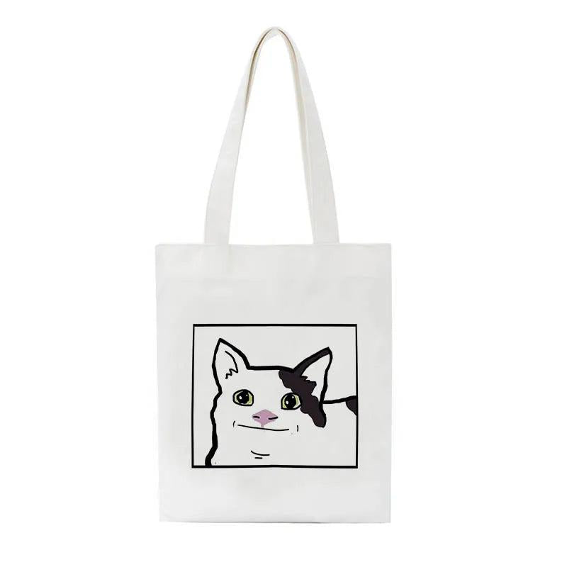 Cat Cartoon Shoulder Bag Harajuku Punk School Fun Hip Hop Canvas