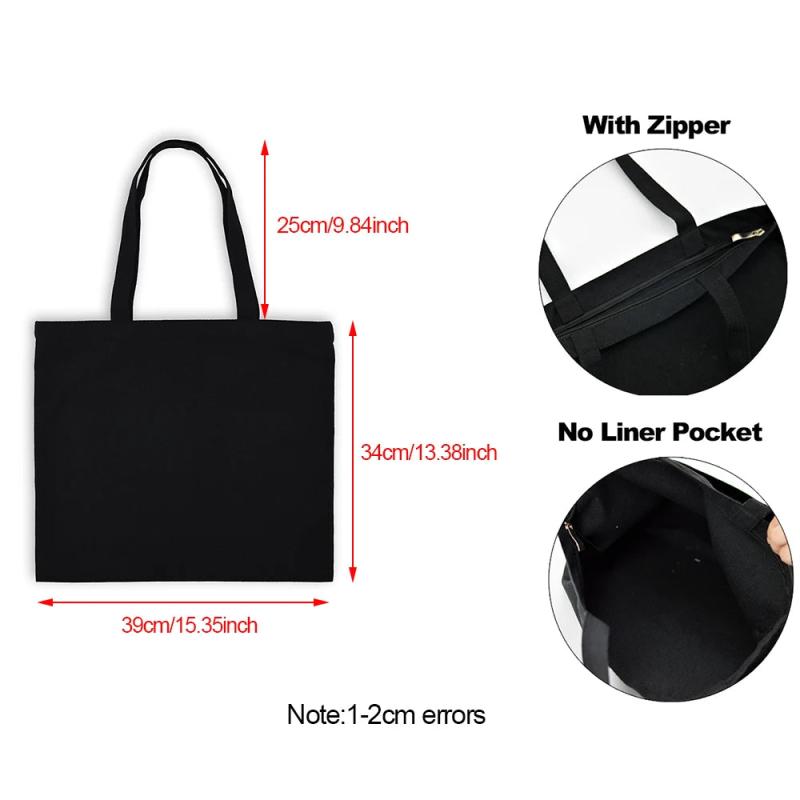 Cat Print Tote Bag for Women Foldable Canvas Handbag Eco Zipper