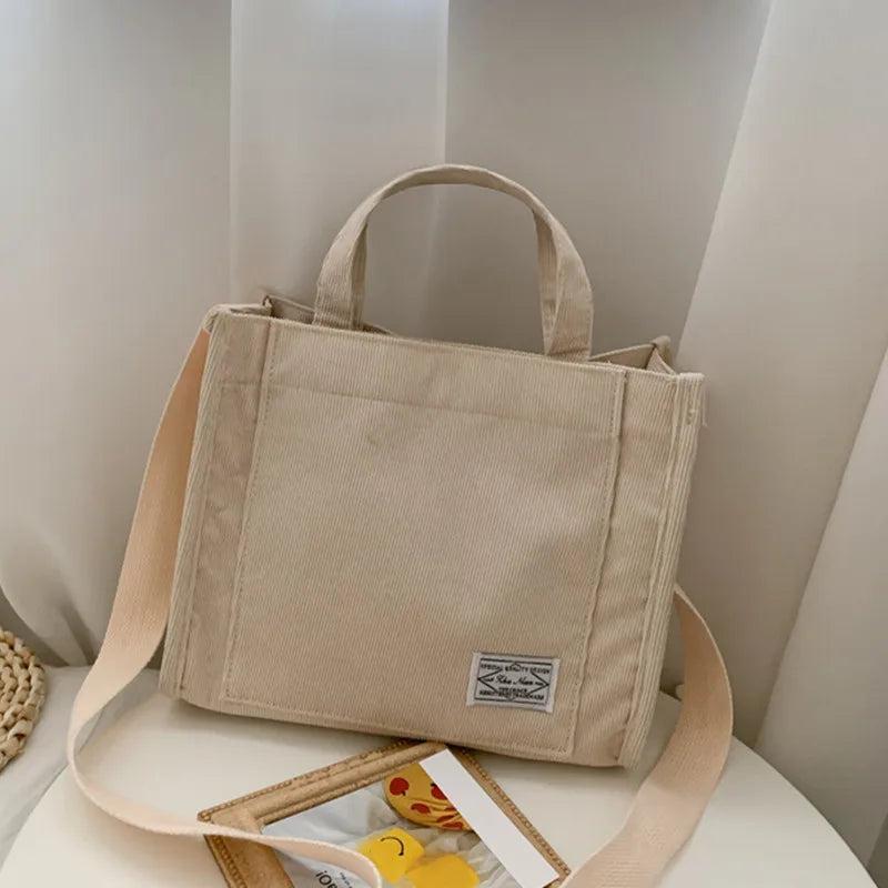 Casual Corduroy Tote Shoulder Bag for Women