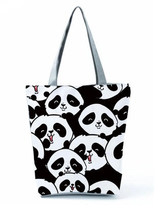 Cartoon Panda Shoulder Bag for Women Portable Large Capacity Tote Bag
