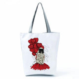 Cartoon Sisters Printed Handbags Eco Friendly Shopping Bag