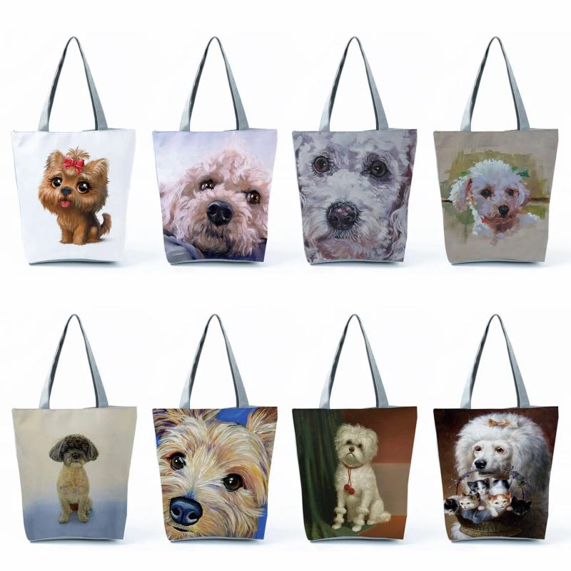 Cartoon Dog Print Handbag Eco-Friendly Storage Bag