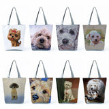 Cartoon Dog Print Handbag Eco-Friendly Storage Bag