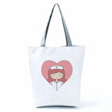 Cartoon Nurse Shoulder Bag Bright Colors Tote Handbag