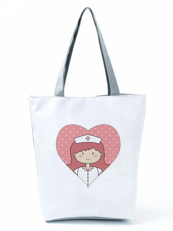 Cartoon Nurse Shoulder Bag Bright Colors Tote Handbag