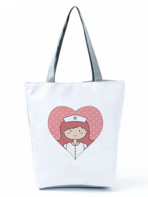 Cartoon Nurse Shoulder Bag Bright Colors Tote Handbag