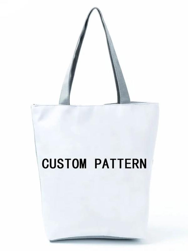 Cat Printed Storage Handbag Large Capacity Reusable Shoulder Shopping Bag