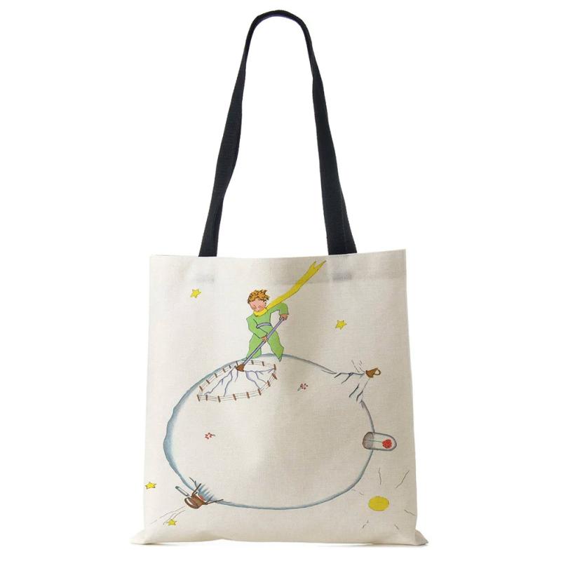 Cartoon Print Ladies Casual Handbag Tote Shopping Reusable Shoulder Bag Women