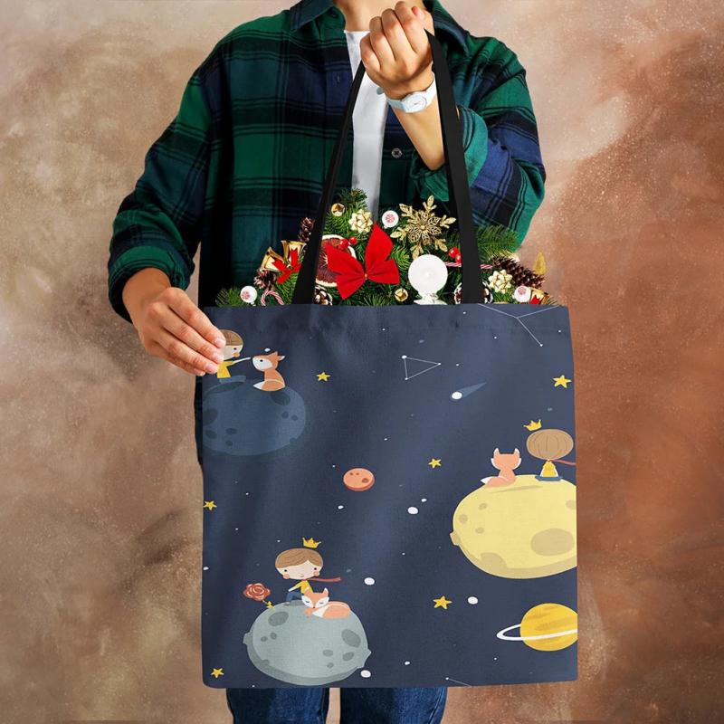 Cartoon Print Ladies Casual Handbag Tote Shopping Reusable Shoulder Bag Women