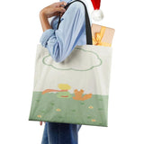 Cartoon Print Ladies Casual Handbag Tote Shopping Reusable Shoulder Bag Women