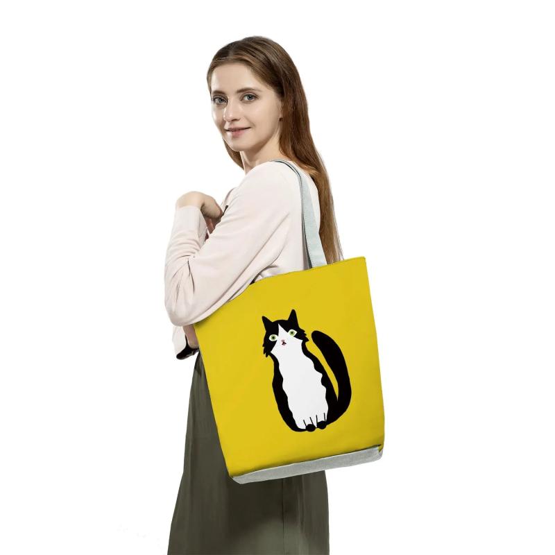 Cat Print Animal Art Painting Shopper Bag for Boutique Travel