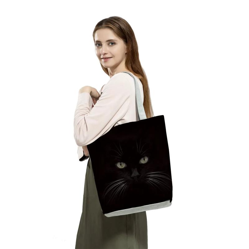 Cat Print Animal Shoulder Bag Eco Tote Shopper Boutique Reusable Pattern