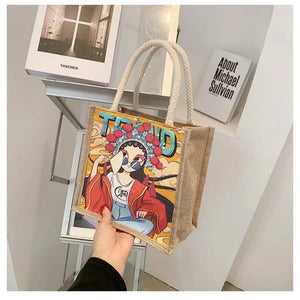 Cartoon Hip Pop Shoulder Bag Large Capacity Shopping + Book Bag