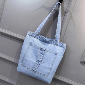 Casual Large Capacity Women Shoulder Bags Canvas Denim Zipper Shopping Bag