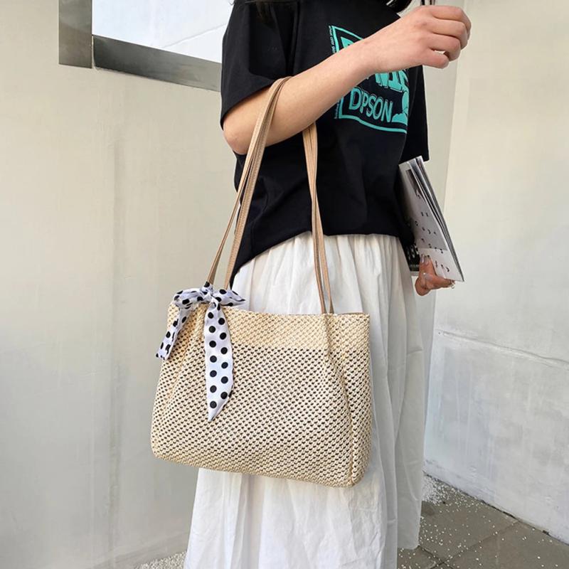 Casual Straw Woven Women Shoulder Bag Knitting Handbag Large Capacity Summer B