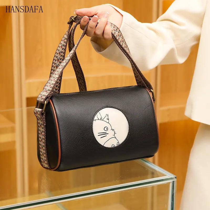 Casual Crossbody Handbag Lady Cow Leather Small Vintage Women Shoulder Bag