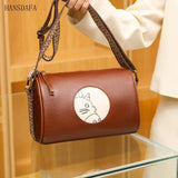 Casual Crossbody Handbag Lady Cow Leather Small Vintage Women Shoulder Bag