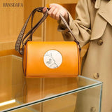 Casual Crossbody Handbag Lady Cow Leather Small Vintage Women Shoulder Bag