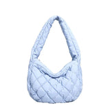 Casual Lingge Quilted Hobos Women Shoulder Bags Lightweight Nylon Small Tote Pur