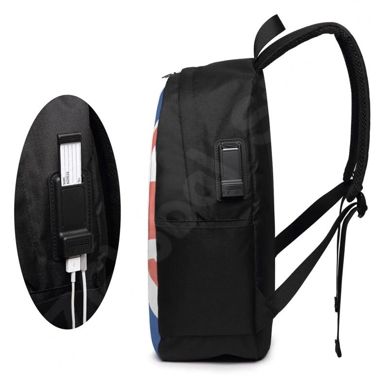 Britain Cat England Flag 3D Funny Animal Travel Laptop Backpack with USB Port