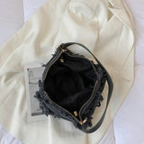 Casual Women Bag with Wide Shoulder Straps and Tassel Detail