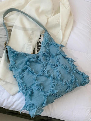 Casual Women Bag with Wide Shoulder Straps and Tassel Detail