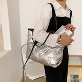 Casual Women Shoulder Bag Cotton Solid Large Underarm Bags