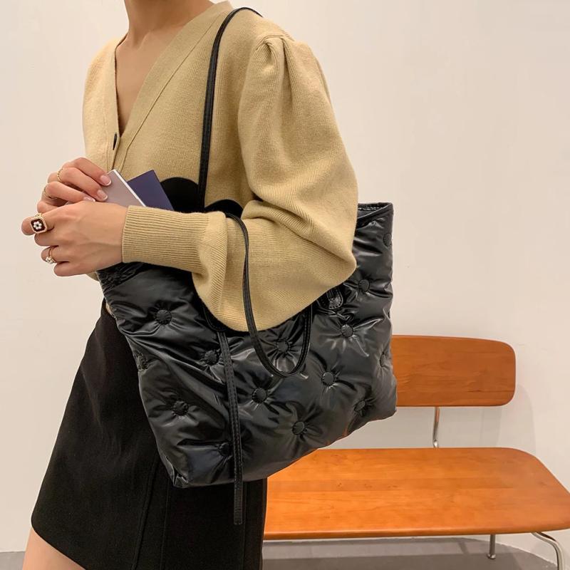 Casual Women Shoulder Bag Cotton Solid Large Underarm Bags