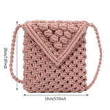 Casual Cotton Thread Mini Phone Bag Hand-woven Shoulder Crossbody Bag