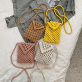 Casual Cotton Thread Mini Phone Bag Hand-woven Shoulder Crossbody Bag