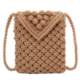 Casual Cotton Thread Mini Phone Bag Hand-woven Shoulder Crossbody Bag