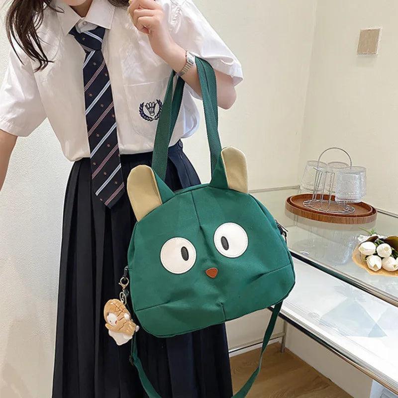 Cat Canvas Bag Cartoon Shoulder Bags Student Large Messenger Bag