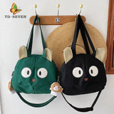 Cat Canvas Bag Cartoon Shoulder Bags Student Large Messenger Bag