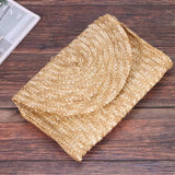 Brown Straw Clutch Purse for Women Wedding Envelope Wallet