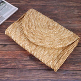 Brown Straw Clutch Purse for Women Wedding Envelope Wallet