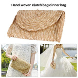 Brown Straw Clutch Purse for Women Wedding Envelope Wallet