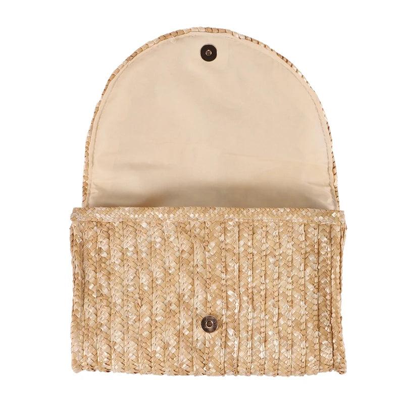 Brown Straw Clutch Purse for Women Wedding Envelope Wallet