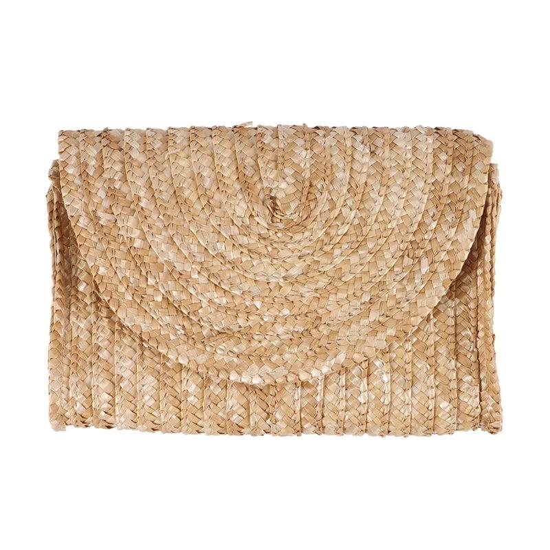 Brown Straw Clutch Purse for Women Wedding Envelope Wallet