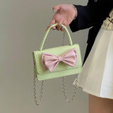 Bowknot Small Shoulder Bag PU Leather Women Crossbody Party Clutch Purse