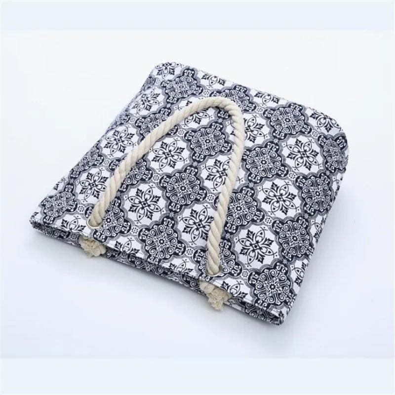 Casual Geometric Canvas Tote Bag Beach Bolsa Feminina
