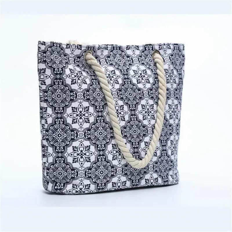 Casual Geometric Canvas Tote Bag Beach Bolsa Feminina