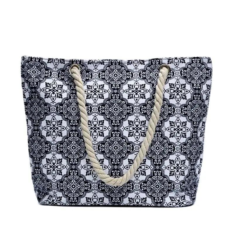 Casual Geometric Canvas Tote Bag Beach Bolsa Feminina