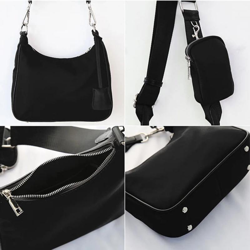 Casual Nylon Crossbody Handbags with Chain Strap 3 in 1 Satchels Bags for Women