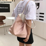 Casual Two-color Ladies Shoulder Bag Tote Bag Solid Student Bag