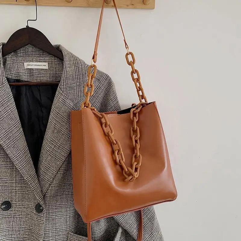 Casual Large Capacity Women Tote Shoulder Bag PU Leather Ladies Bucket Handbag