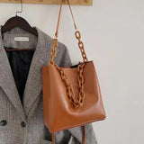 Casual Large Capacity Women Tote Shoulder Bag PU Leather Ladies Bucket Handbag