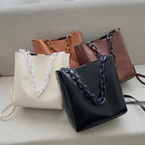 Casual Large Capacity Women Tote Shoulder Bag PU Leather Ladies Bucket Handbag