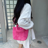 Casual Women Corduroy Shoulder Bags Female Eco Cloth Handbag Tote
